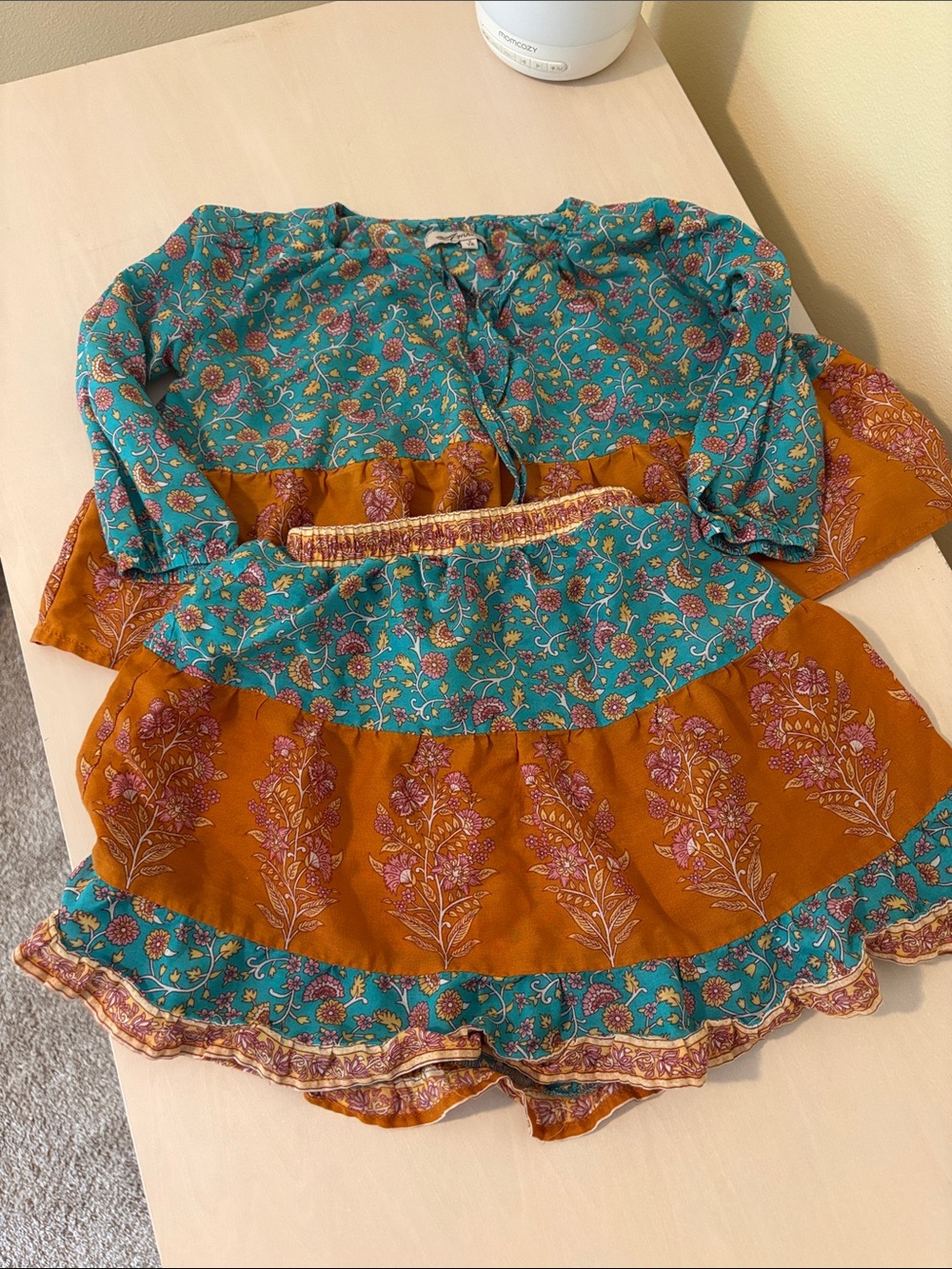 Arnhem Girls' Teal & Mustard Floral Matching Set 100% Lyocell